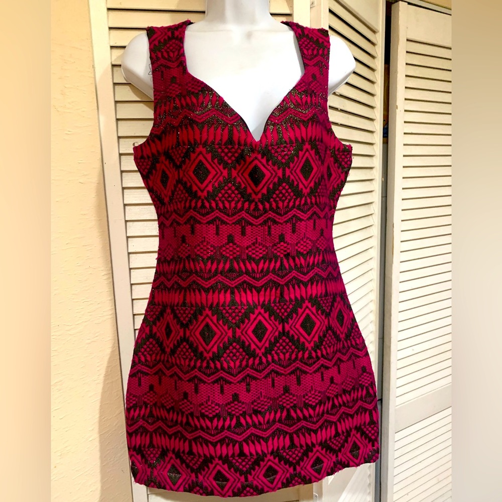 Hot pink and Black cocktail dress